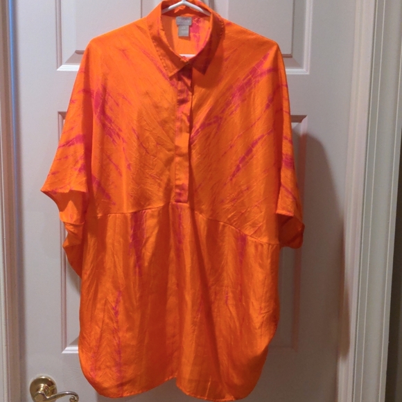 CHICO'S Silk Tie-Dye Envelope Sleeve Pullover Top - Picture 6 of 11